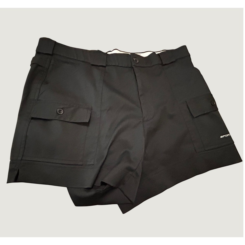 Vintage 1989 Sportif Cargo Shorts Mens 38 Black 4" Inseam  Stretch